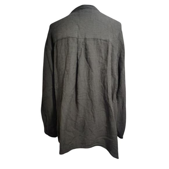 Eileen Fisher Striped Wool Blend Top Charcoal Womens Size Large - Picture 2 of 4